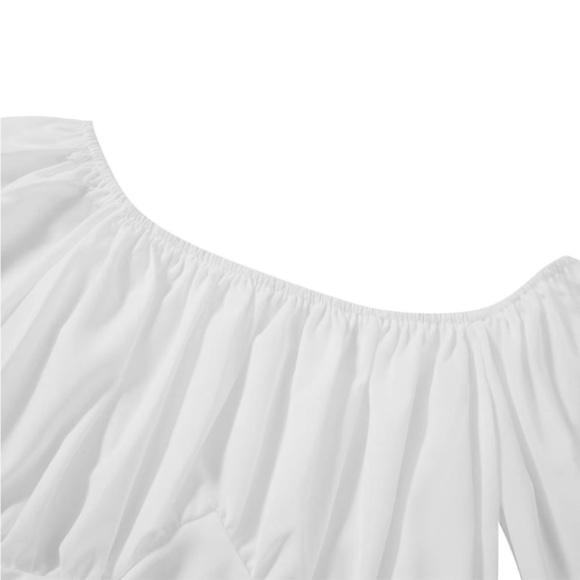 Women’s Plain Cut Out Tie Back Off Shoulder Top In White XL - Picture 12 of 13